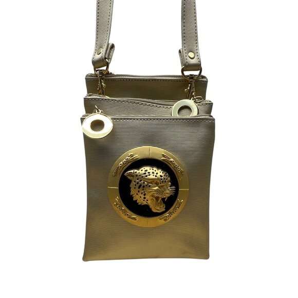 Nima Gold-Tone Leopard Accent & Adjustable Strap Crossbody Bag Size M - Picture 1 of 10